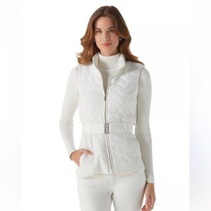 WHBM Shimmer Tweed Puffer Vest Ecru EUC $148 XS